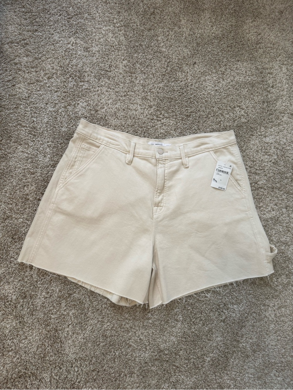 Good American Cutoff Carpenter Denim Shorts